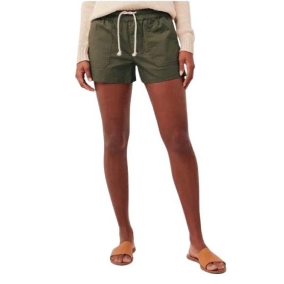 PACT Woven Twill Drawstring 3” Shorts Size S Organic Cotton Green Pockets - Picture 1 of 11